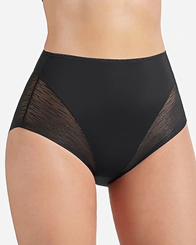 Express Leonisa High Waisted Sheer Lace Shaper Panty Black Women's
