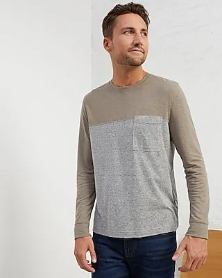 Upwest Hemp Jersey Colorblock Long Sleeve T-Shirt Gray Men's M