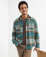 Upwest Plaid Double Pocket Brushed Flannel Shirt Green Men's S