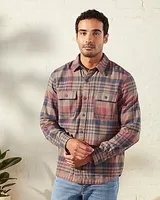 Upwest Plaid Double Pocket Brushed Flannel Shirt Brown Men's S