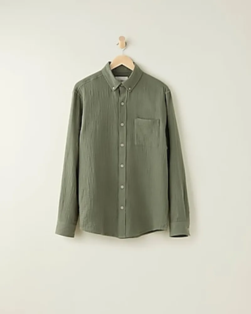 Upwest Cotton Button-Down Shirt Green Men's S