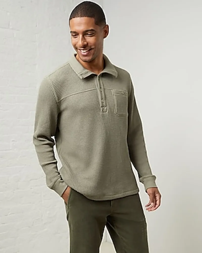 Upwest Cozy Up Mock Neck Waffle Henley Men's