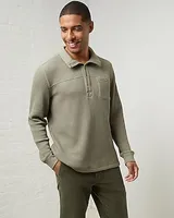 Upwest Cozy Up Mock Neck Waffle Henley Brown Men's