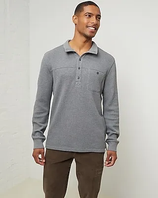 Upwest Cozy Up Mock Neck Waffle Henley Gray Men's XS