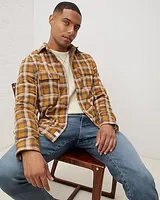 Upwest All-Season Stretch Plaid Flannel Shirt Gold Men's