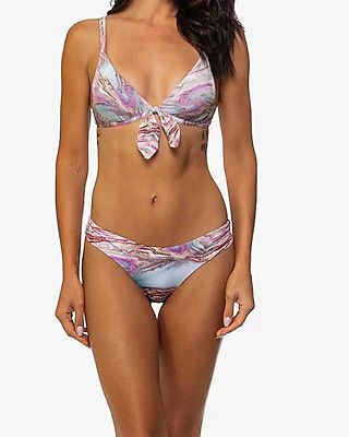 Guria Beachwear Marble Tie Front Bikini Top Multi-Color Women's XL