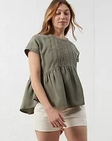 Upwest All-Around Tencel Peplum Top Green Women's XS