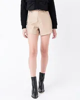 Grey Lab High Waisted Faux Leather Shorts Brown Women