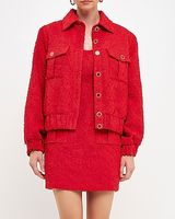 Endless Rose Double Pocket Tweed Jacket Red Women's