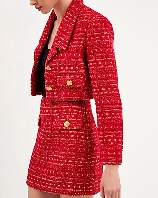 Endless Rose Premium Cropped Tweed Jacket Red Women's L