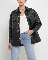 Grey Lab Oversize Quilted Faux Leather Jacket Black Women's M