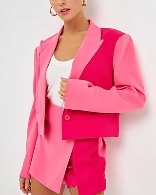 Endless Rose Colorblock Cropped Cropped Business Blazer Pink Women's M