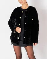 Endless Rose Oversized Quilted Velvet Jacket Black Women's XS