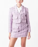 Endless Rose Tonal Boucle Tweed Cropped Cropped Business Blazer Purple Women's S