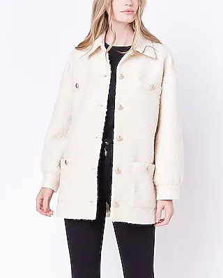 English Factory Oversized Tweed Shacket White Women