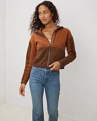 Upwest Adventure Fleece Full Zip Cropped Jacket Orange Women's XL