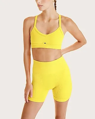 Alala Barre Mid Rise Seamless Biker Shorts Yellow Women's S