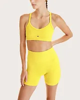 Alala Barre Mid Rise Seamless Biker Shorts Yellow Women's S