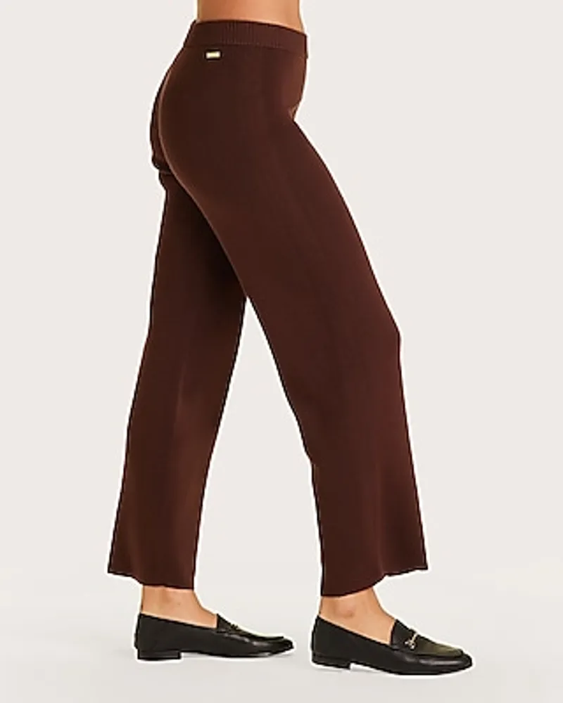 Alala High Waisted Spencer Knit Wide Leg Palazzo Trouser Brown Women's S