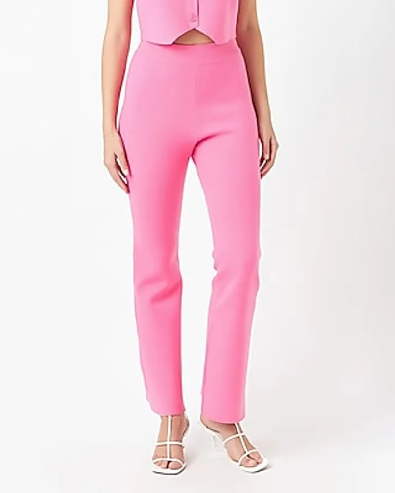 Express Endless Rose High Waisted Fitted Knit Flare Pants Pink Women's XS