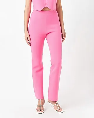 Endless Rose High Waisted Fitted Knit Flare Pants Pink Women's XS
