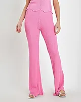 English Factory Mid Rise Crochet Knit Flare Pants Pink Women's XS