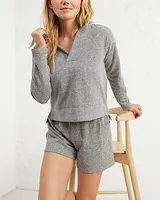 Upwest Hemp Fleece V-Neck Long Sleeve Hoodie Gray Women's L