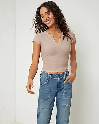 Upwest Cozy Rib Crop Baby Top Brown Women's XS