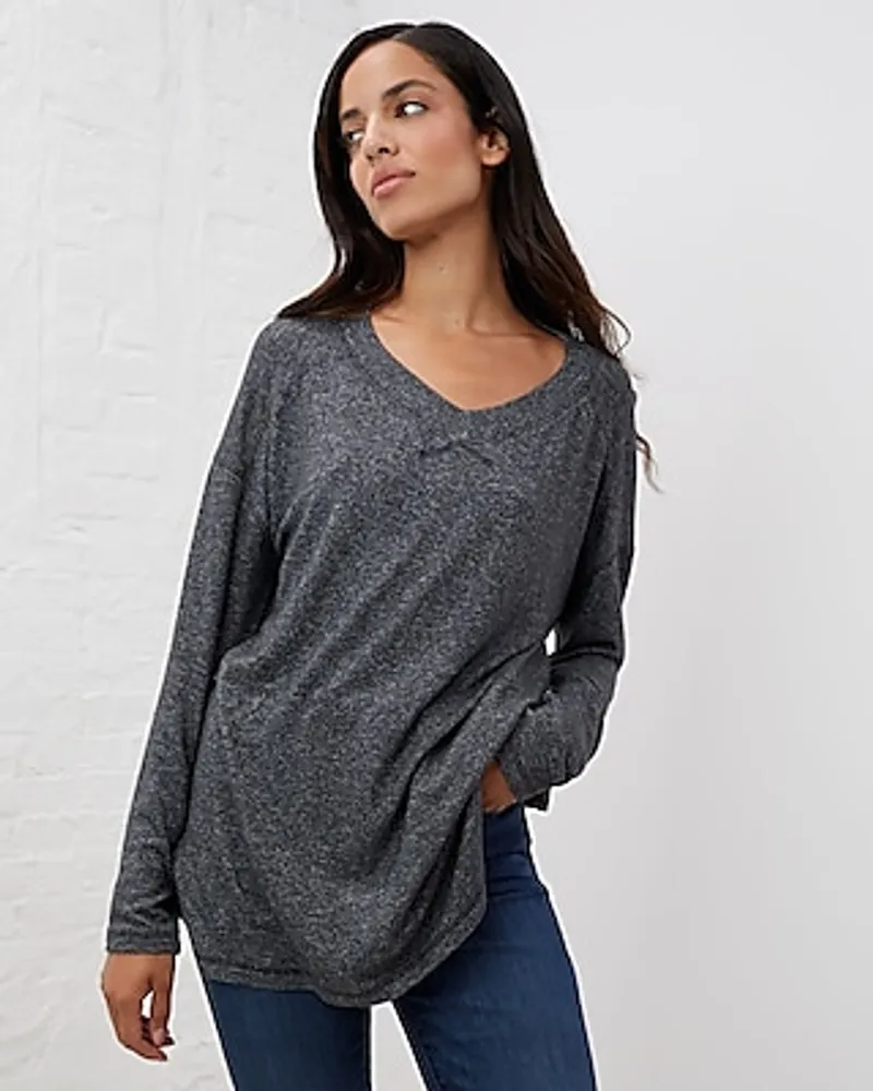 Upwest Long Sleeve Ultra-Soft Oversized Tee Gray Women's