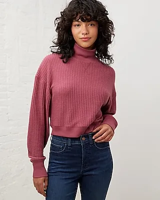 Upwest Cozy Up Thermal Mockneck Cropped Sweater Purple Women's L