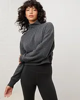 Upwest Cozy Up Thermal Mockneck Cropped Sweater Gray Women