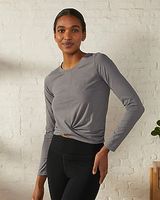 Upwest Long Sleeve Twist Front Tee Gray Women's