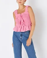 Endless Rose Bow Smocked Crop Top Pink Women's S