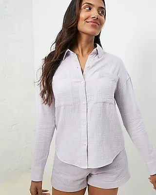 Upwest Coastal Cotton Button-Up Shirt Purple Women's M