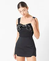 Endless Rose Sequin Bow Tank Black Women's XS