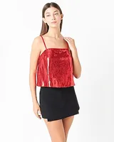 Endless Rose Sequins Crop Top Red Women's