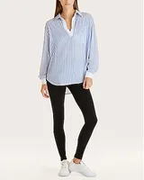 Alala Diana V-Neck Collared Top Blue Women's