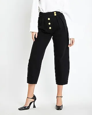 English Factory High Waisted Cropped Denim Trousers Black Women's XS