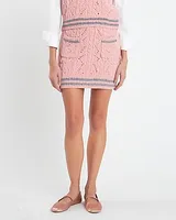 English Factory High Waisted Chenille Contrast Mini Skirt Pink Women's XS