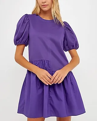 English Factory Puff Sleeve Ruffle Mini Dress