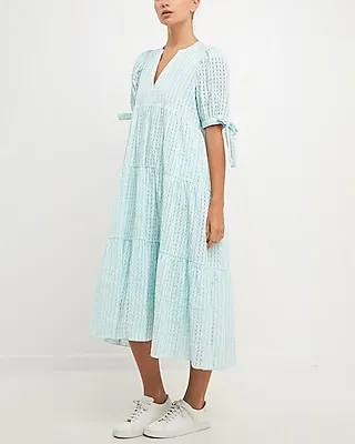 Cocktail & Party English Factory Gingham Tiered Midi Dress