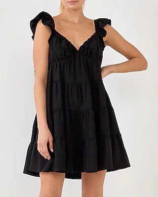 Casual Endless Rose Ruffled Sweetheart Flounced Mini Dress Black Women