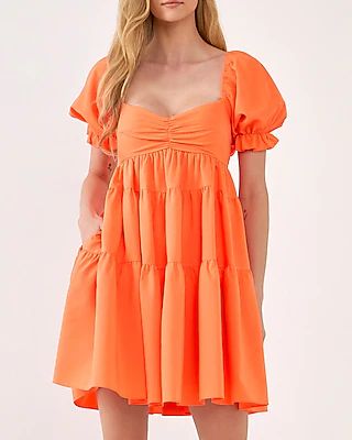 Casual Endless Rose Tiered Mini Dress Orange Women's XS