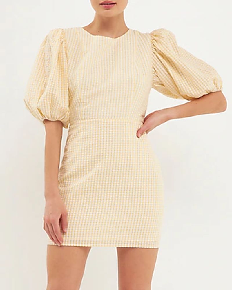 Versatile English Factory Metallic Plaid Mini Dress