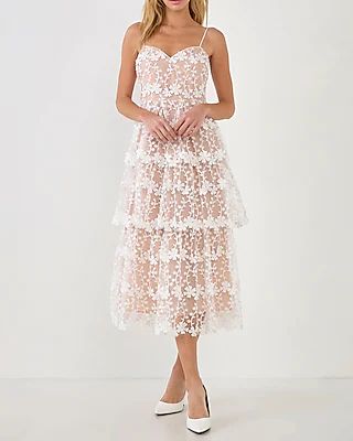 Cocktail & Party Endless Rose Crochet Layered Midi Dress White Women's