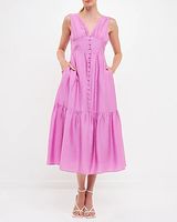 Casual Endless Rose Front Button Midi Dress Purple Women's L