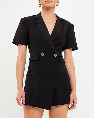 Cocktail & Party Endless Rose Short Sleeve Blazer Romper Black Women's S