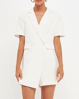 Cocktail & Party Endless Rose Short Sleeve Blazer Romper White Women's XS