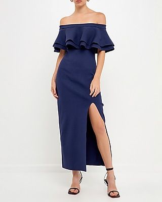 Cocktail & Party Endless Rose Off The Shoulder Ruffle Maxi Dress Women's L