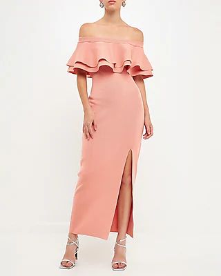 Cocktail & Party Endless Rose Off The Shoulder Ruffle Maxi Dress Women's